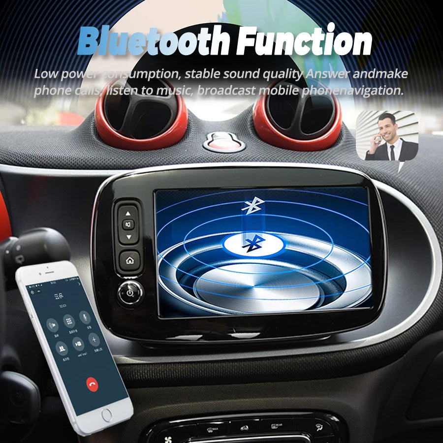 For Benz Smart 453 Fortwo 2014 - 2020 8inch Android 13 Screen Radio Car Multimedia Navigat