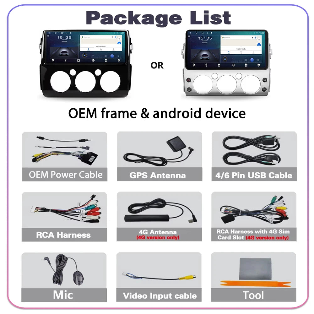 12.3" Android Carplay Car Radio For Toyota FJ Cruiser J15 2006 2007 - 2020 Multimedia Play