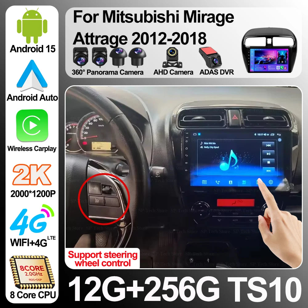 Android 16 Car Radio For Mitsubishi Mirage Attrage 2012-2018 Space Star Gps Navigation Ste | AUTOKITSHOP