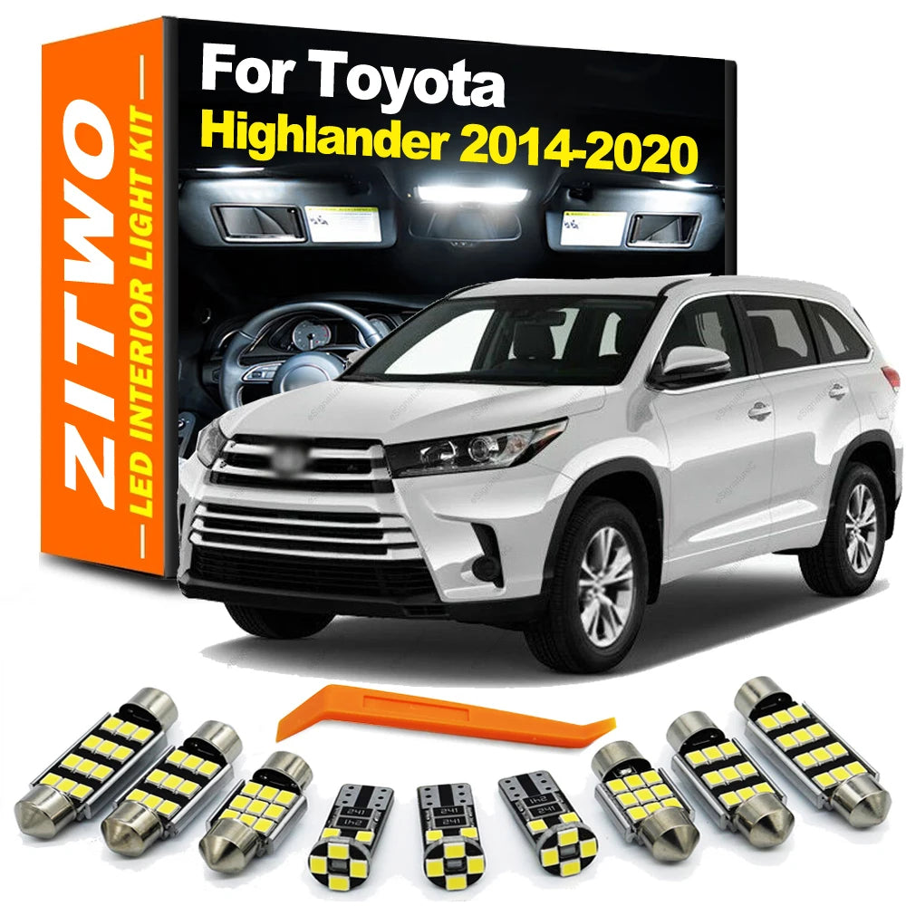 ZITWO 15Pcs Canbus LED Interior Light License Plate Lamp Kit For Toyota Highlander Kluger 2014 2015 2016 2017 2018 2019 2020