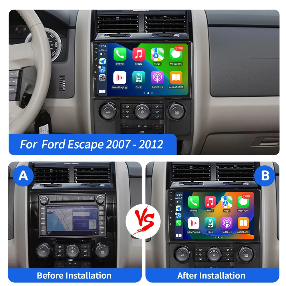 9 inch For Ford Escape 2007-2012 Android 16 QLED Touch Screen Car Radio GPS Navigation Car
