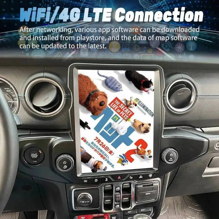 12.1" For Jeep Wrangler 2020-2022 Vertical Android 13 Screen Radio 2din GPS Carplay Car Mu | AUTOKITSHOP