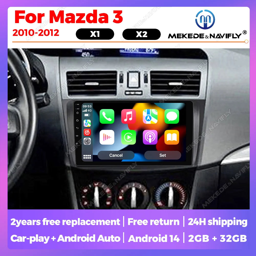 Autoradio For Mazda 3 II For Mazda3 BL 2010-2012 Android 14 Car Radio Multimedia Player He
