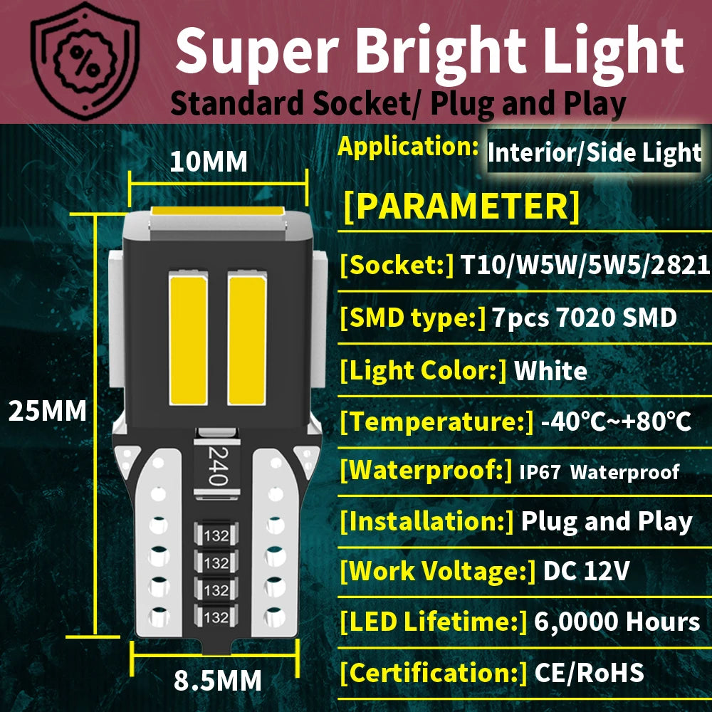 LED Interior Light Kit for Toyota Corolla Camry E150 - Canbus Error-Free Interior Bulbs