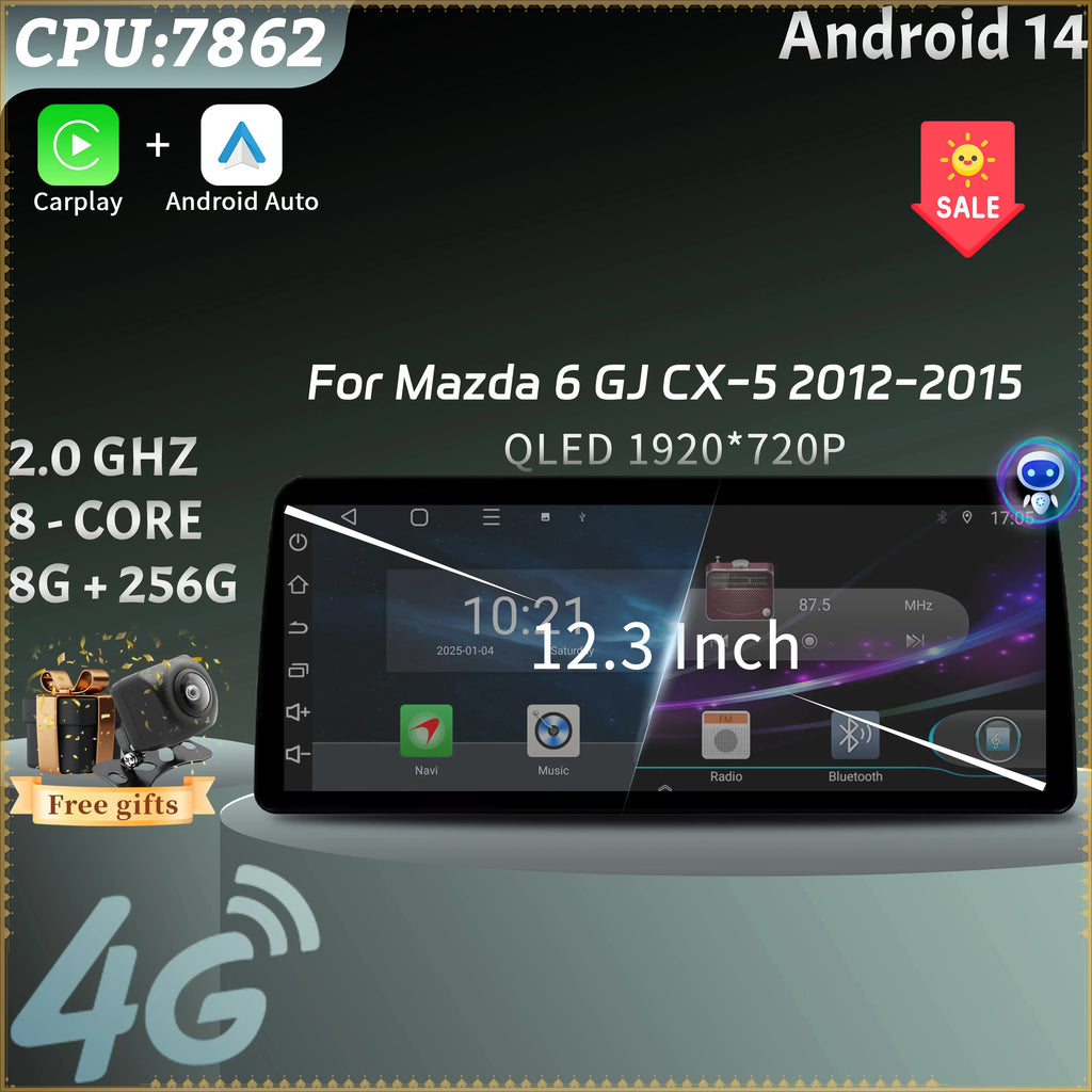12.3inch Car Radio Multimedia Navigation Stereo Wireless Bluetooth Carplay Touch Head Unit