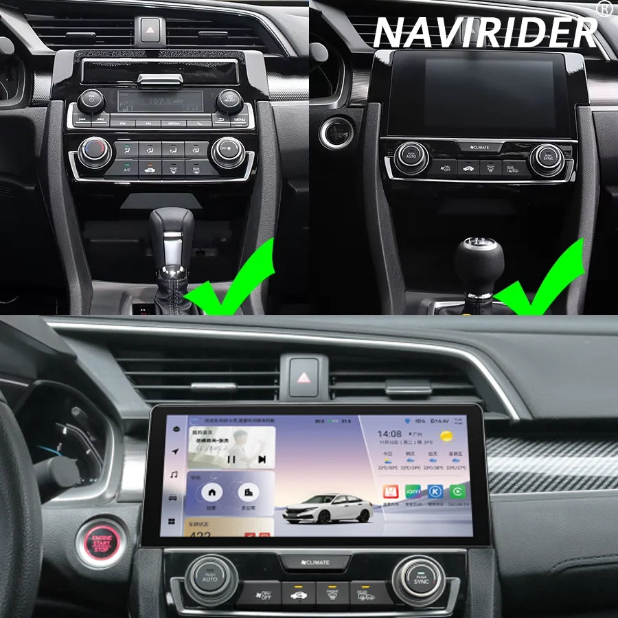 For Honda Civic 2016-2021 Car Radio 10.33inch Screen Android14 Stereo GPS Multimedia Video | AUTOKITSHOP