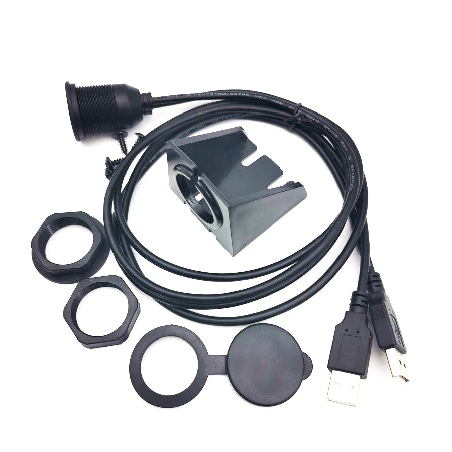 Pro Car Stereo Dashboard Flush Mount Dual USB 2.0A Male To Female Extension Wire