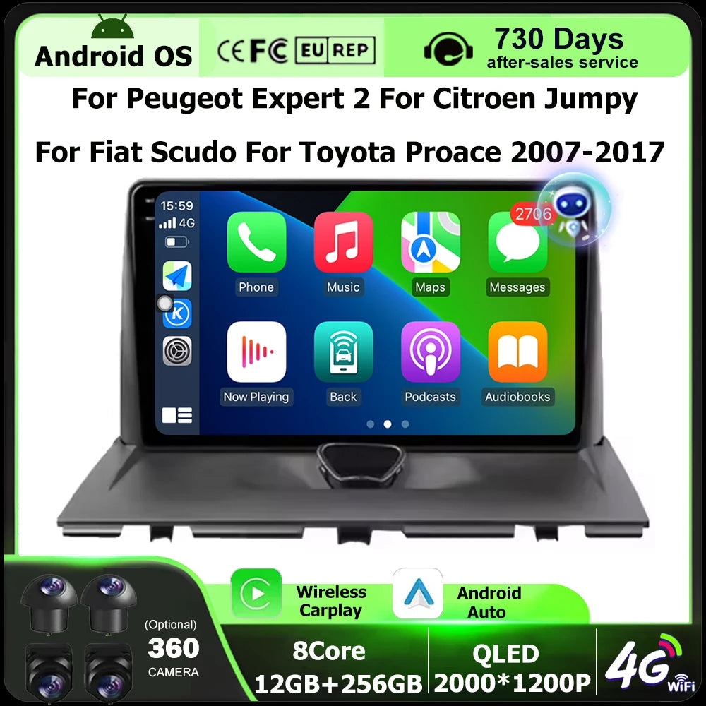 9'' For Peugeot Expert 2 For Citroen Jumpy For Fiat Scudo For Toyota Proace 2007-2017 Andr