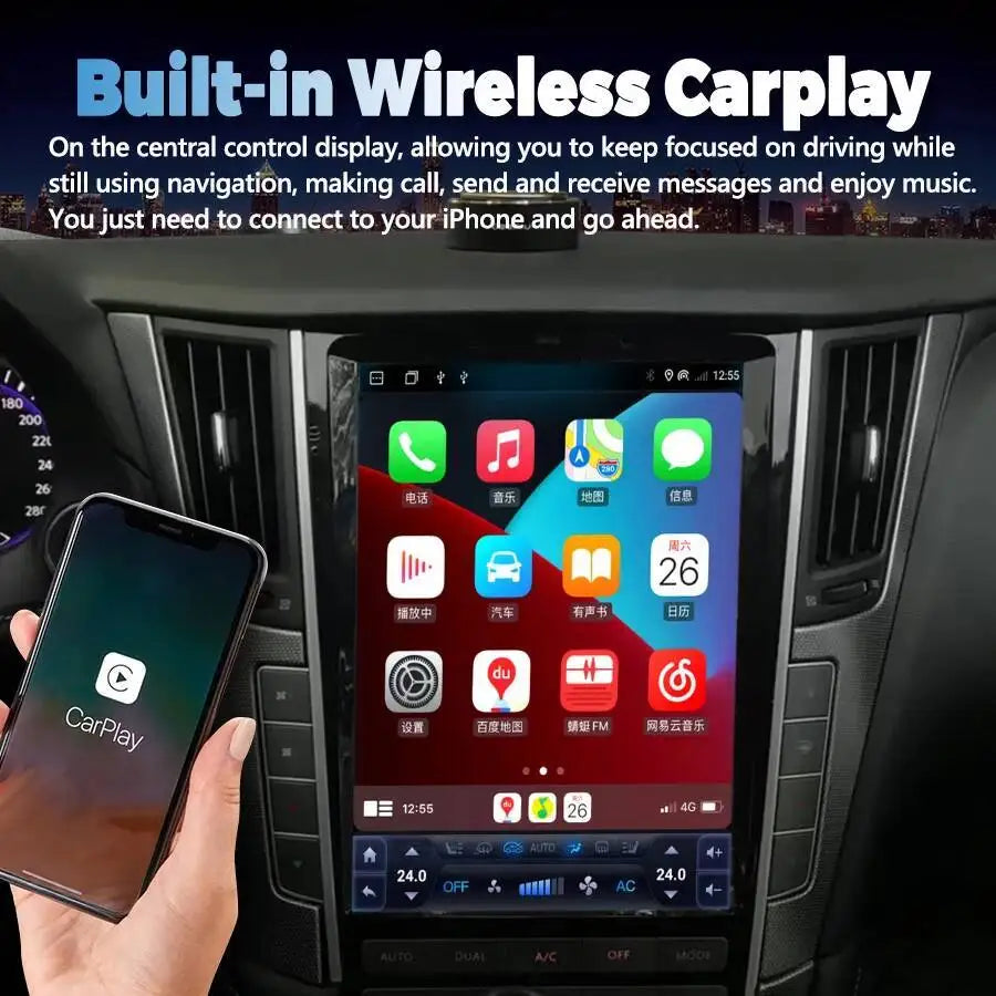 Qled Screen Android15 For Infiniti Q50 Q50L Q50S Q60 Q60S 2014 -2019 Car Multimedia GPS Vi | AUTOKITSHOP