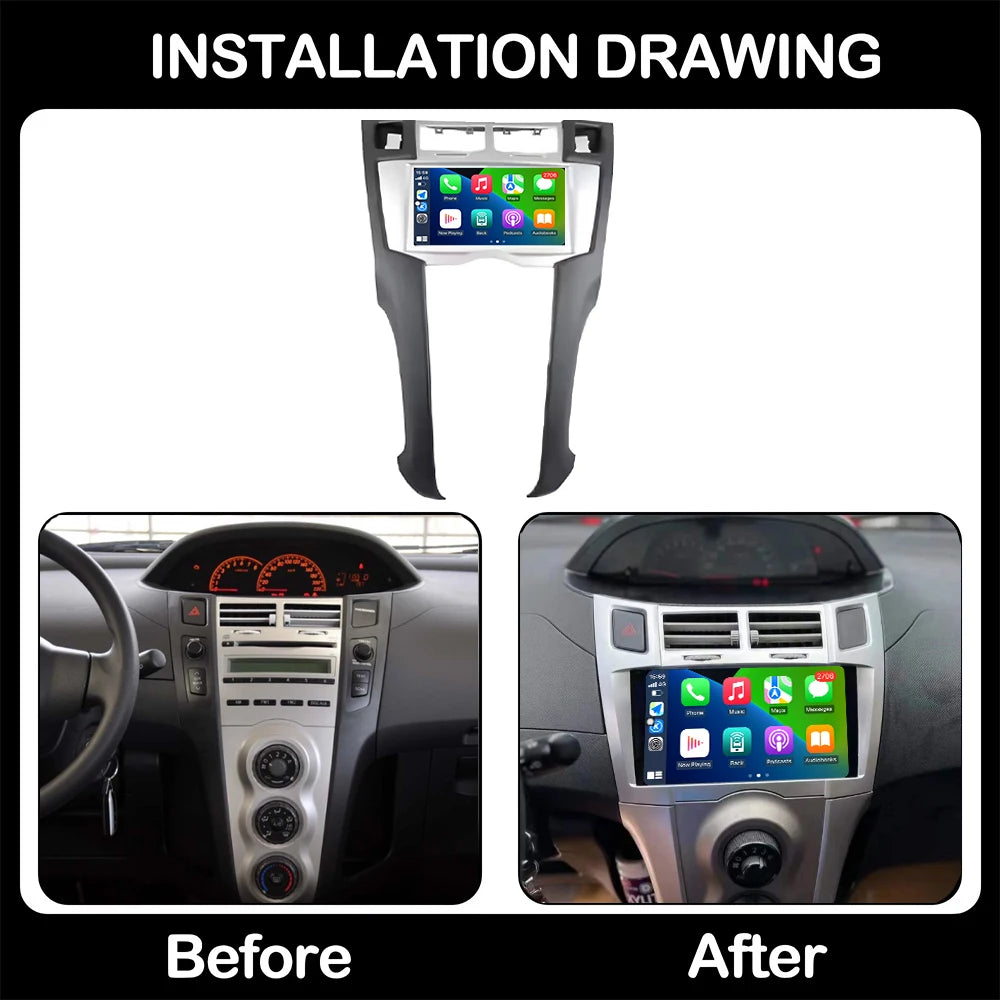 4G 7"For Toyota Yaris 2005 2006 2007-2011 Car Carplay Auto Android 16 Radio Navigation GPS