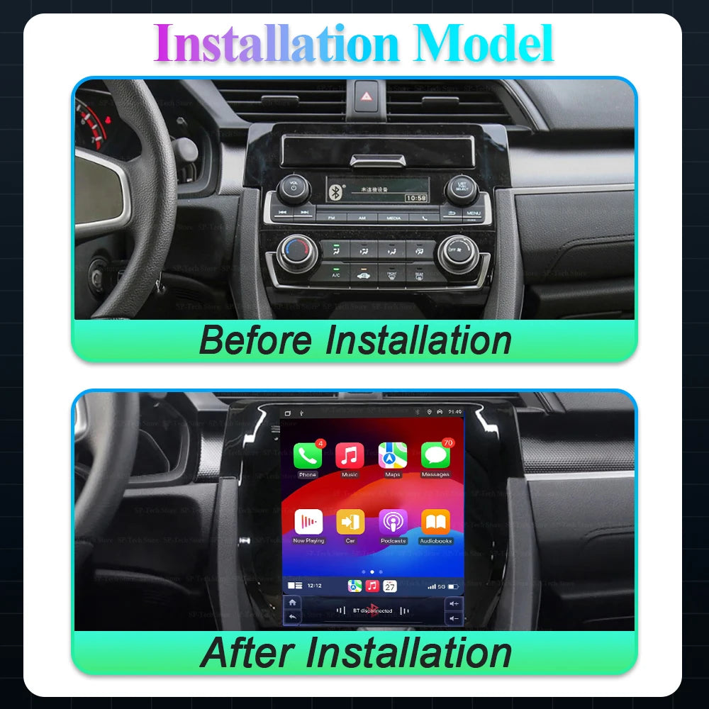9.7 Inch For Honda Civic 2016 - 2018 Car Radio Android 16 Multimedia Video Player Carplay  | AUTOKITSHOP
