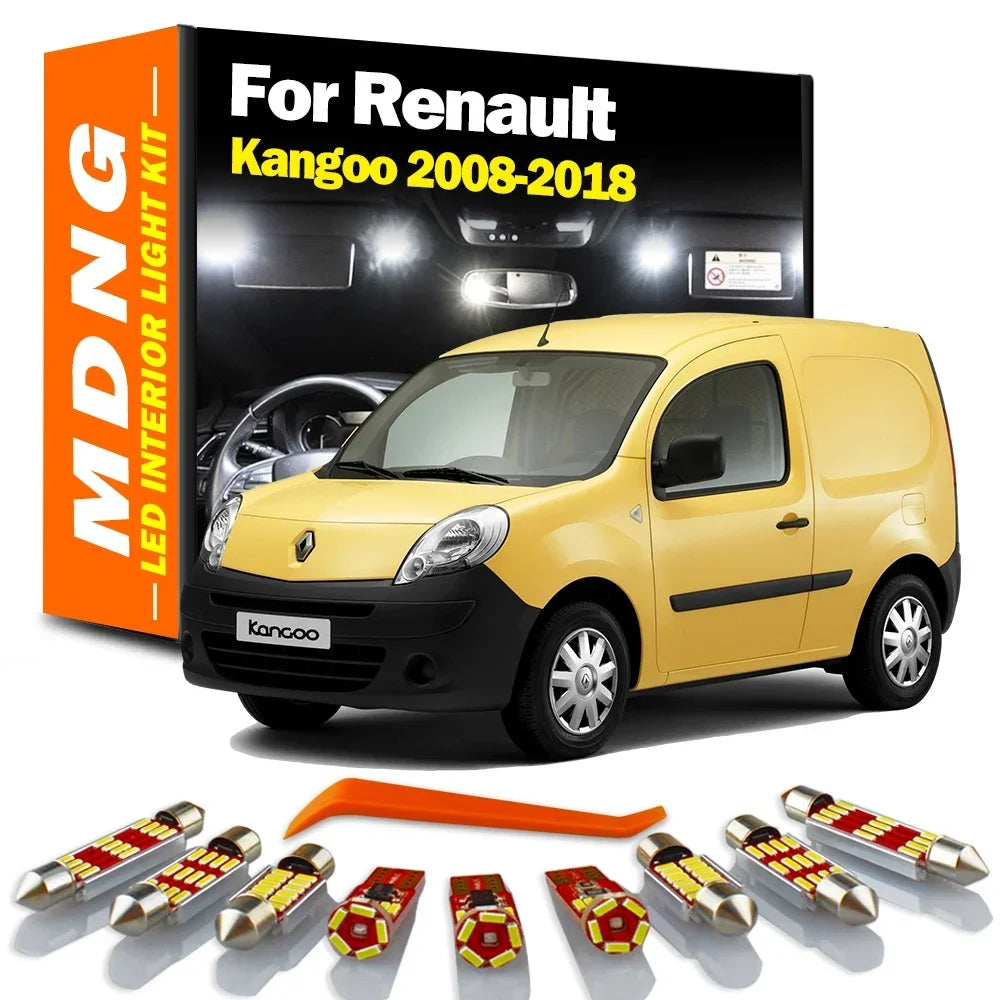 11-Piece LED Interior Light Kit for Renault Kangoo 2013-2018 - Canbus Dome Map Door Trunk Bulbs | AUTOKITSHOP
