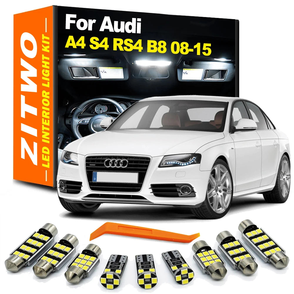 ZITWO Full LED Interior Dome Door Light Plate Bulb Kit For Audi A4 S4 RS4 B8 Sedan Avant 2008 2009 2010 2011 2012 2013 2014 2015