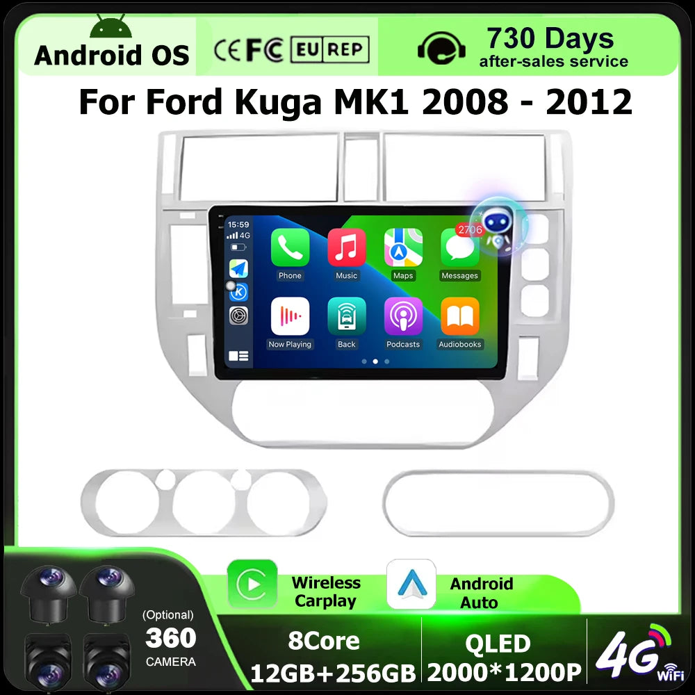 Car Radio Multimedia Video Player GPS Navigation Stereo For Ford Kuga MK1 2008-2012 Androi