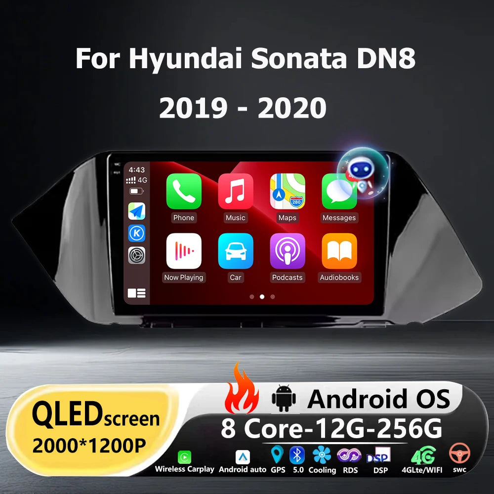 Android 16 Auto Carplay For Hyundai Sonata DN8 2019 - 2020 Car Radio Multimedia Video Play