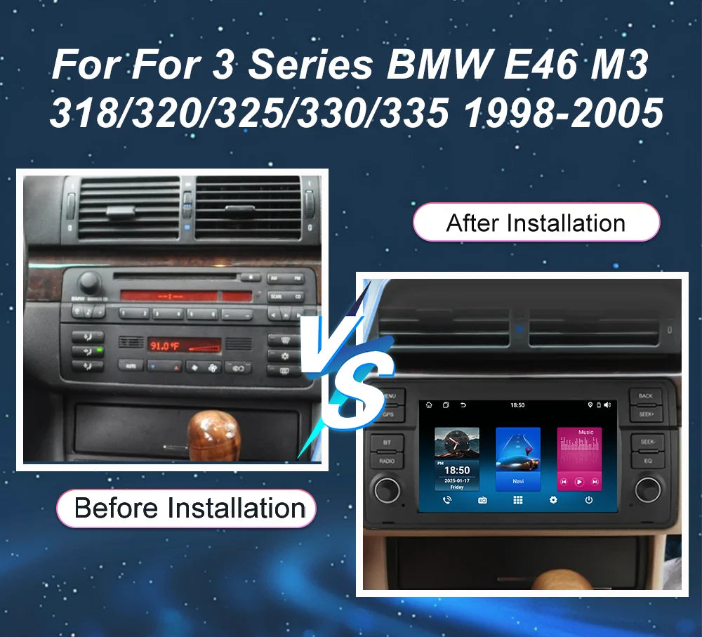 7 Inch Car Android Radio Stereo For 3 Series BMW E46 M3 318/320/325/330/335 1998-2005 Auto