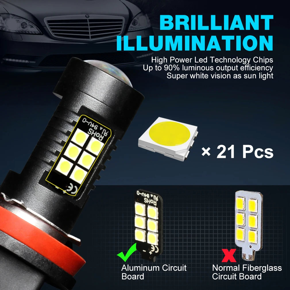 H8 H11 Led HB4 9006 HB3 9005 Fog Lights Bulb 3030SMD 1200LM 6000K White Car Driving Runnin