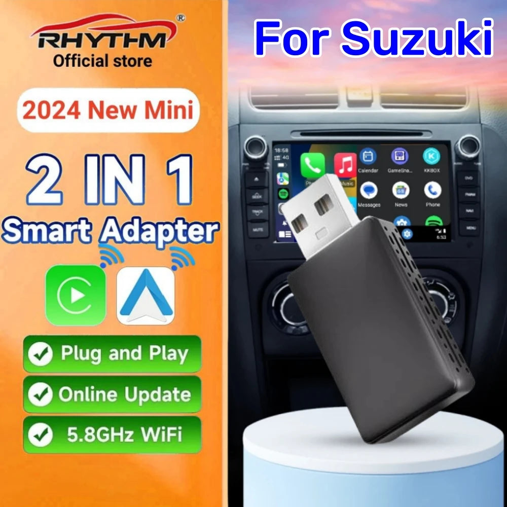 2024 Mini 2in1 Ai Box Rhythm Wireless Carplay Adapter Android Auto Wireless For Suzuki Swi | AUTOKITSHOP
