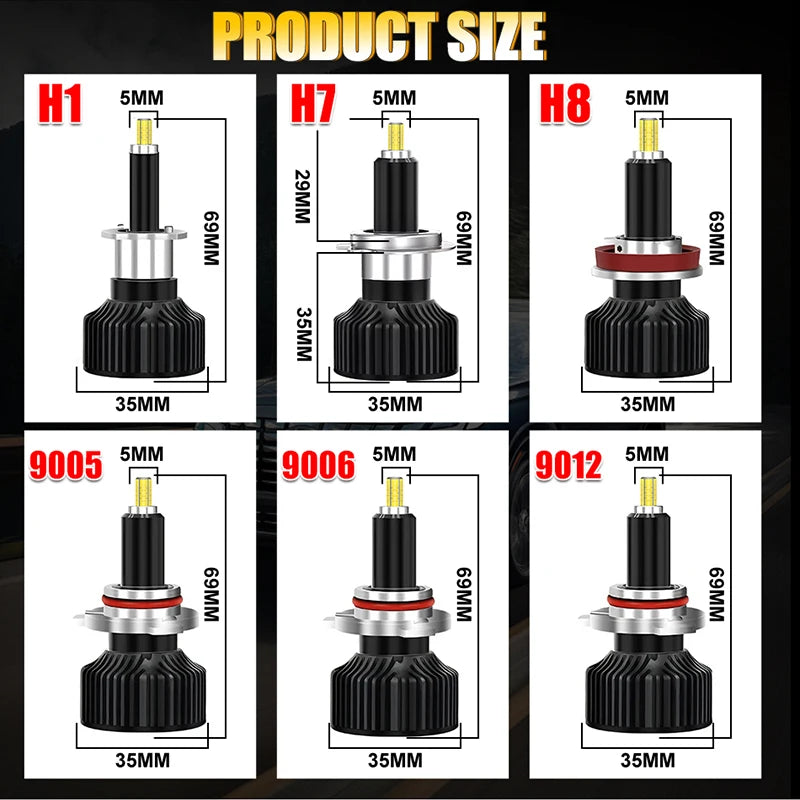 7200000LM 6200W H7 Led 360 H1 HB3 HB4 9012 HIR2 Led H11 H8 H9 9006 9005 Car Headlight Bulb