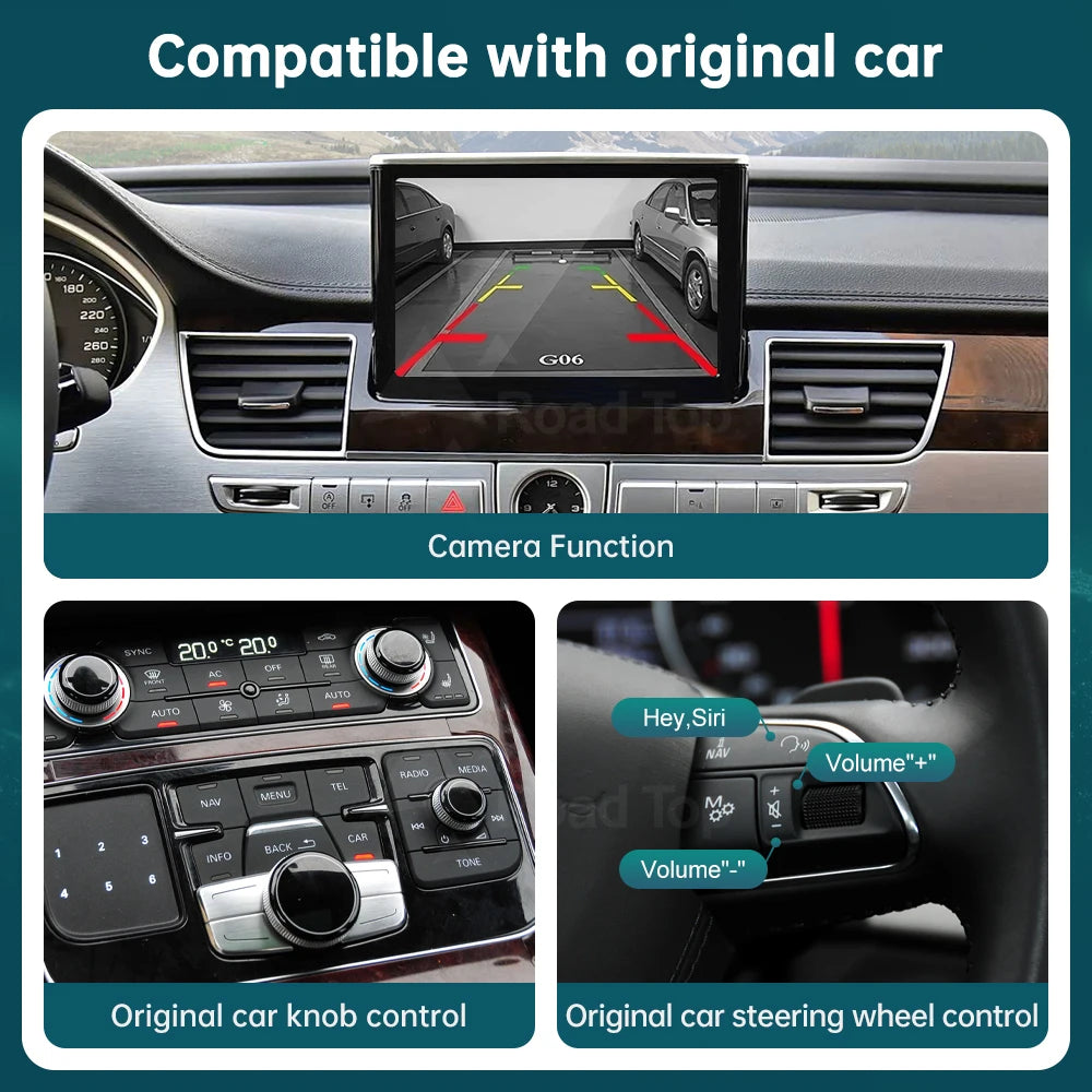 RoadTop Linux Wireless CarPlay Android Auto Interface for Audi A8 2012-2018 3G MMI with Mi