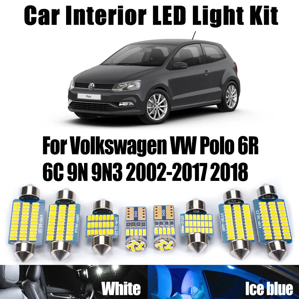 LED Interior Light Kit for Volkswagen VW Polo 6R 6C 9N 9N3 2002-2018 - Canbus Dome Map Door Trunk Bulbs | AUTOKITSHOP