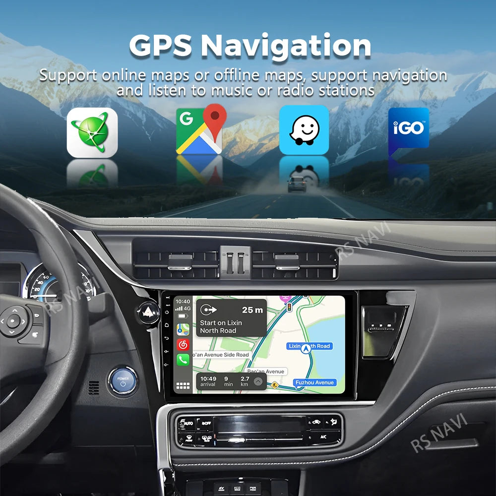Android 16 For Toyota Corolla 11 Auris LHD 2017 - 2019 2K QLED Android Car Radio Multimedi