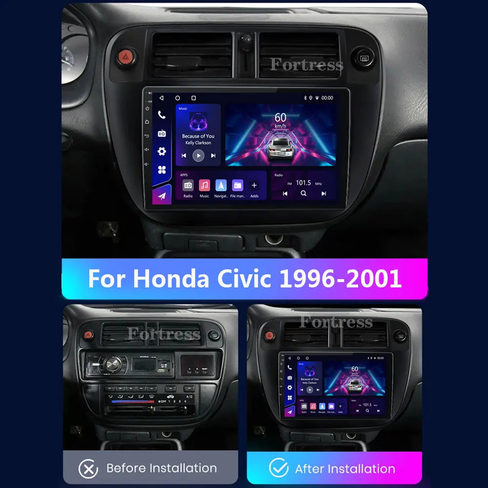 Car Radio Carplay For Honda Civic EJ EK EM 1995-2001 Navigation GPS Android Auto Stereo An