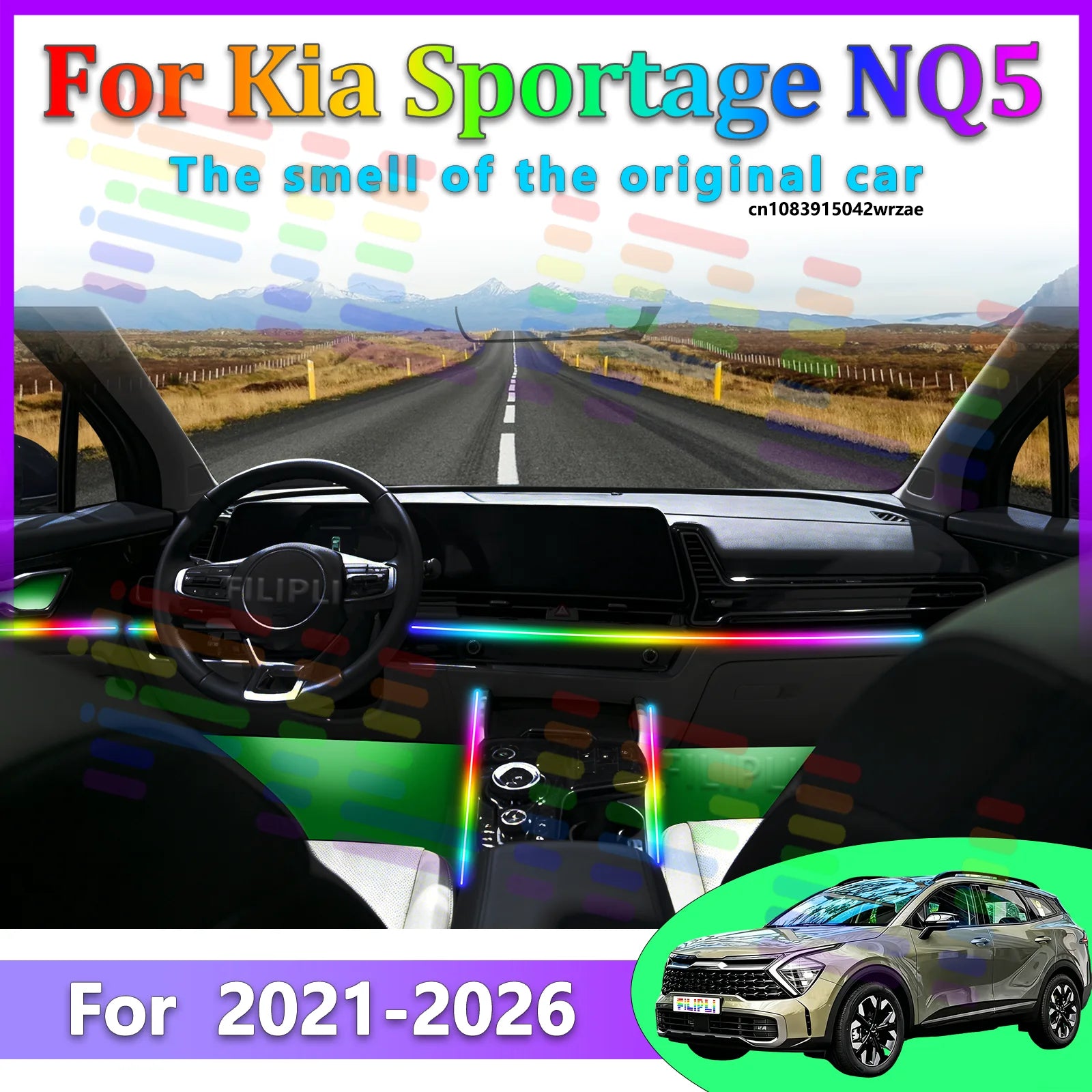 64 RGB - Neon Strip - for Kia 2021-2026 - App Control - Car Interior Lighting | AUTOKITSHOP