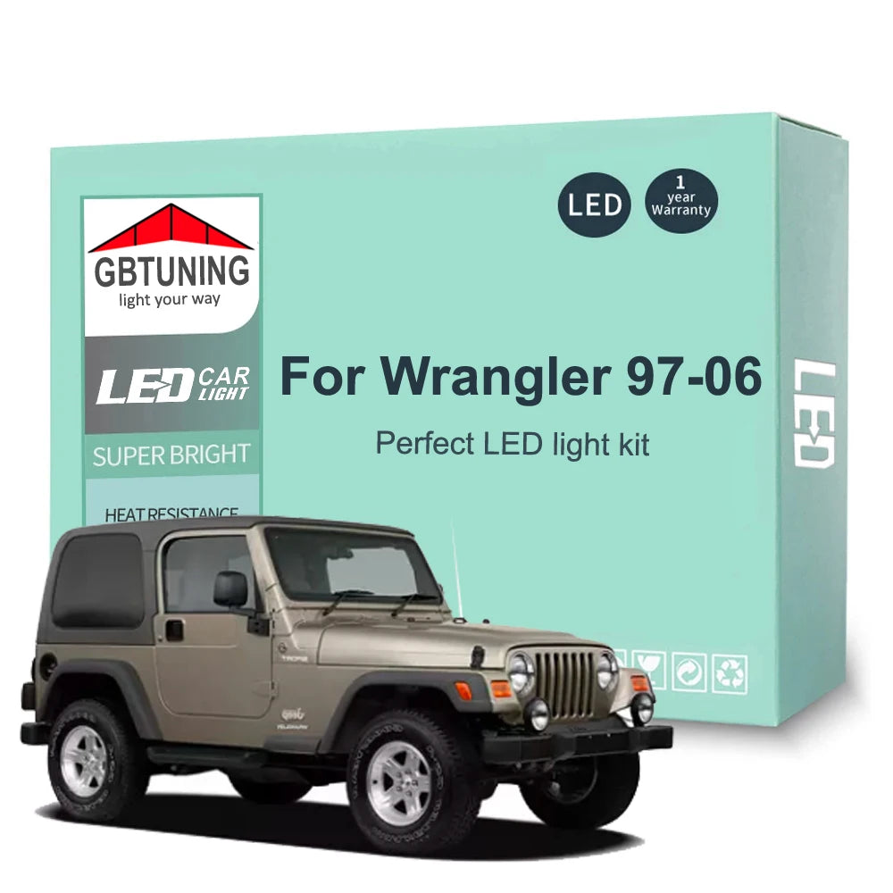 8-Piece LED Interior Light Kit for Jeep Wrangler TJ 1997-2006 - Canbus Dome Map Door Trunk Bulbs | AUTOKITSHOP