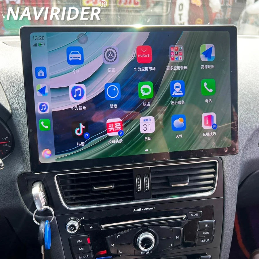 256GB Android 15 Screen Car Stereo For Audi Q5 2009-2016 WIFI 4G SIM Split Screen BT GPS N