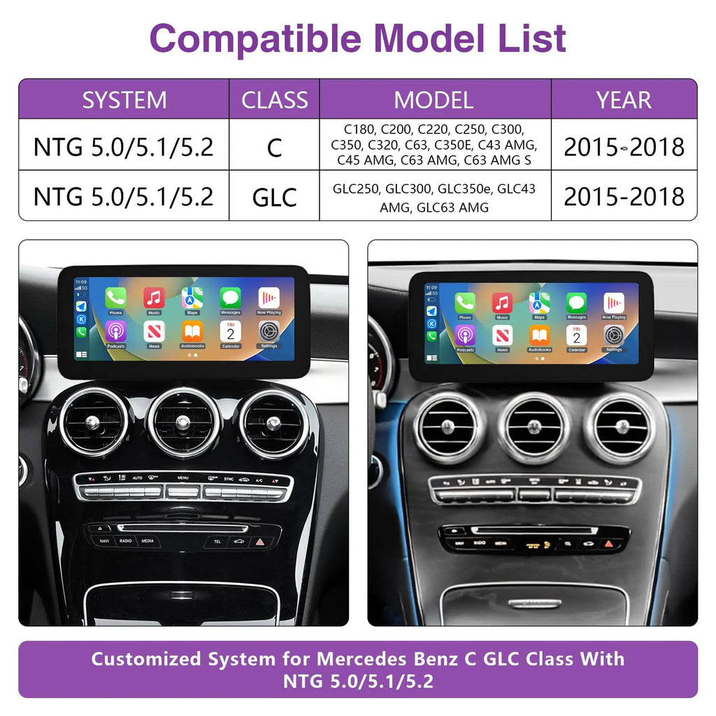 12.3" Android Radio for Mercedes Benz C Class W205 GLC X253 2015-2018 NTG 5.0 Qualcomm 668