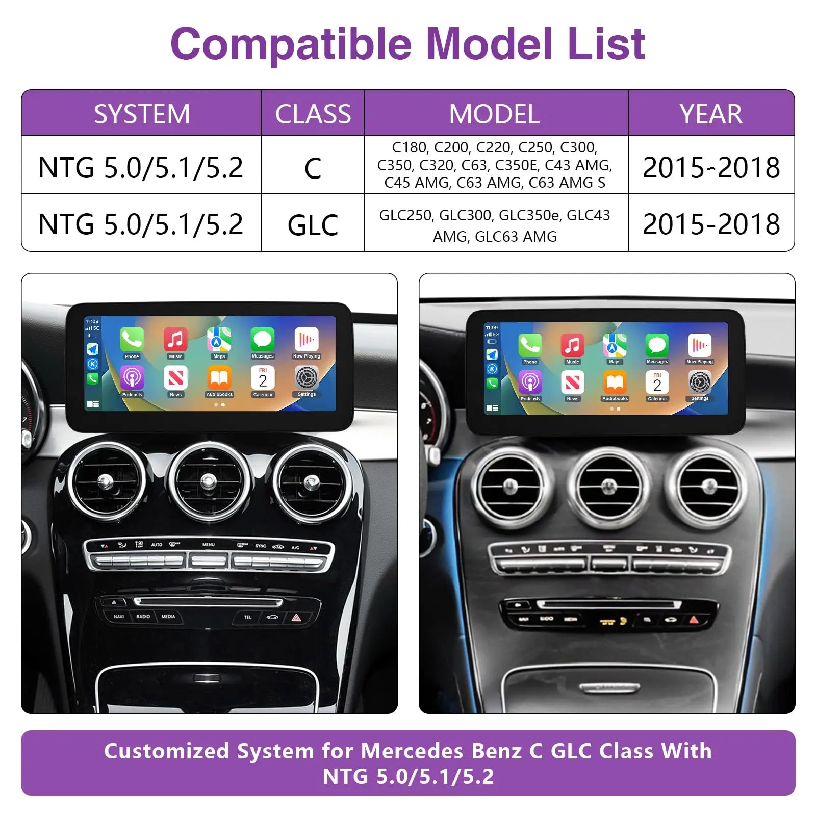 12.3" Android Radio for Mercedes Benz C Class W205 GLC X253 2015-2018 NTG 5.0 Qualcomm 668