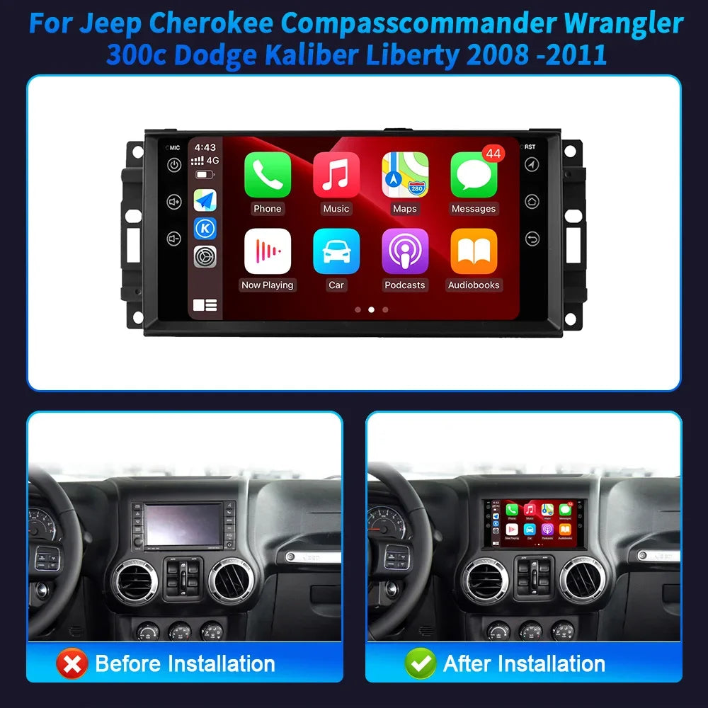 7inch For Jeep Cherokee Compasscommander Wrangler 300c Dodge Kaliber Liberty 2008-2011 And