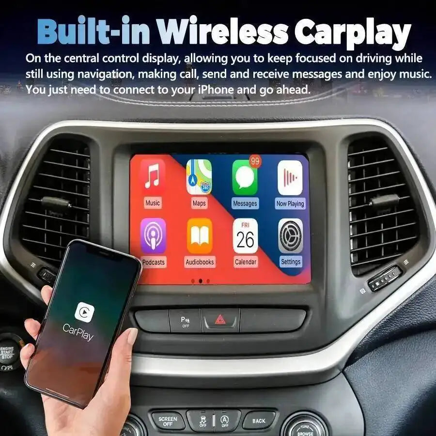 WiFi GPS Stereo Navigation GPS For Jeep Cherokee 2014-2021 Carplay Car 8.4'' Android 15 Sc | AUTOKITSHOP