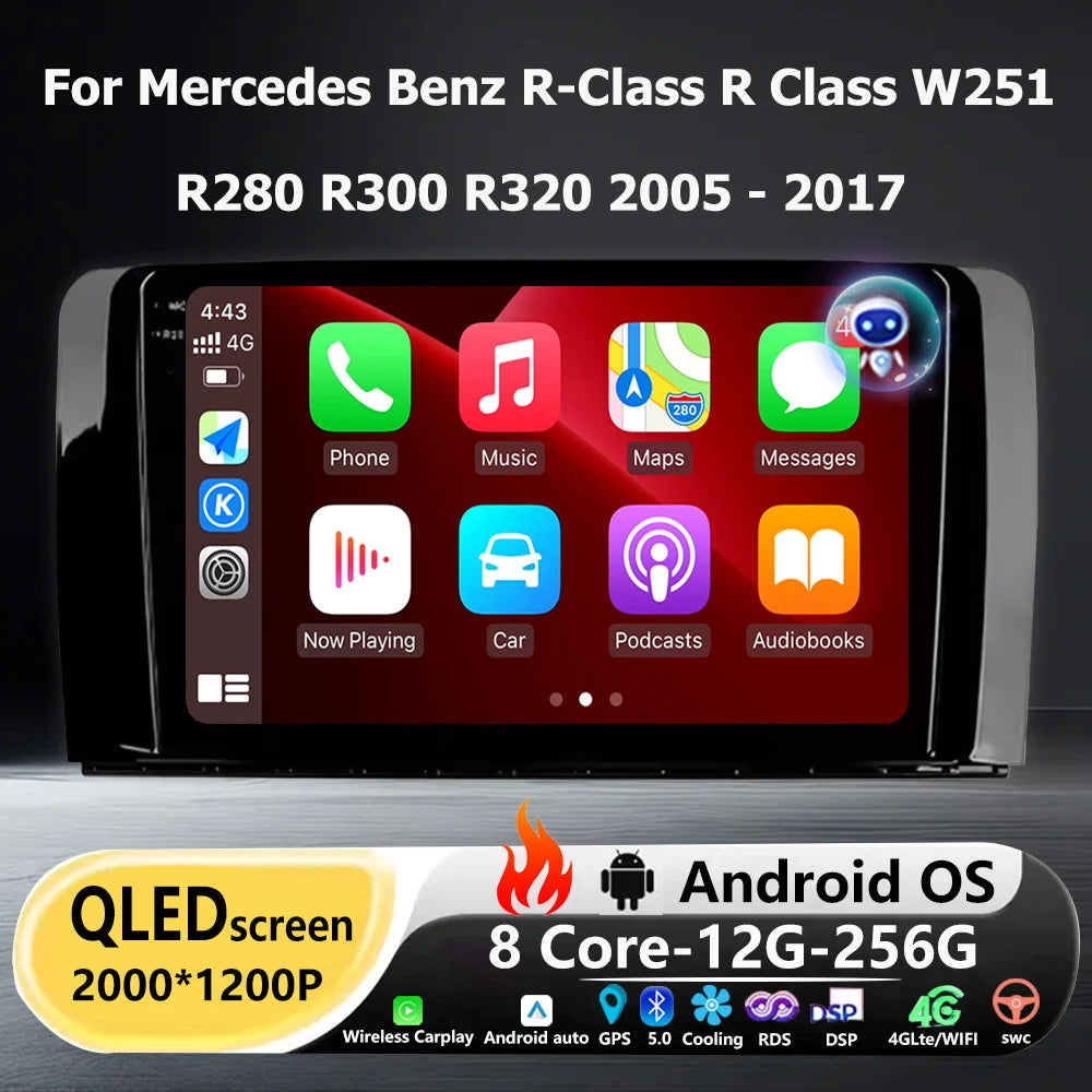 9 Inch For Mercedes Benz R-Class R Class W251 R280 R300 R320 2005 - 2017 Android 16 Auto C
