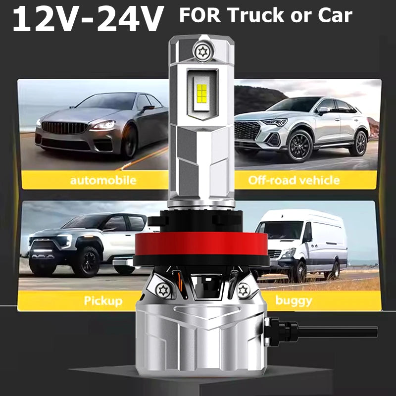 Super Bright M7P H7 LED Headlight 10000LM 12V-24V Mini Size Built-in Decoder H11 9005 HB3