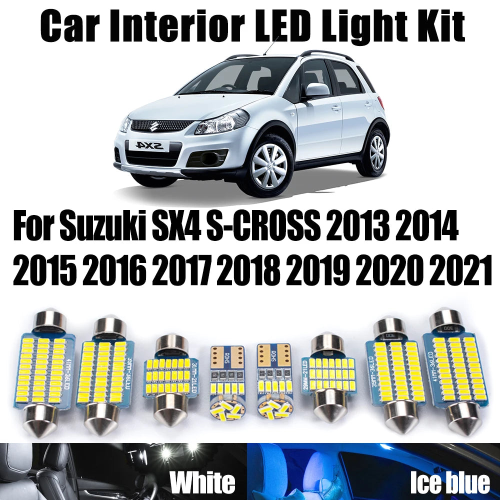 10-Piece LED Interior Light Kit for Suzuki SX4 - Canbus Error-Free Interior Bulbs