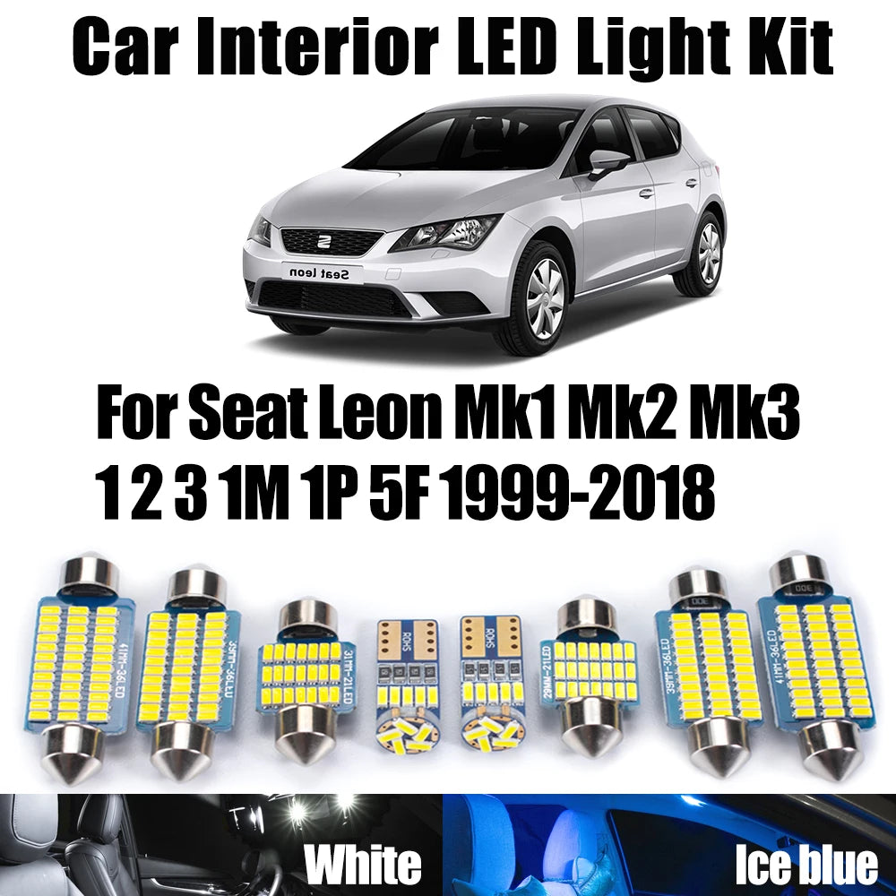 LED Interior Light Kit for Seat Leon Mk1 Mk2 Mk3 1 2 3 1M 1P 5F 1999-2018 - Canbus Dome Map Door Trunk Bulbs | AUTOKI...