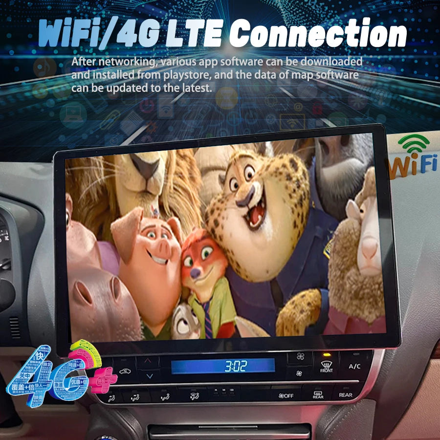 13.3" Android 14 Screen For Toyota Land Cruiser Prado 150 LC150 2018-2023 Car Multimedia P