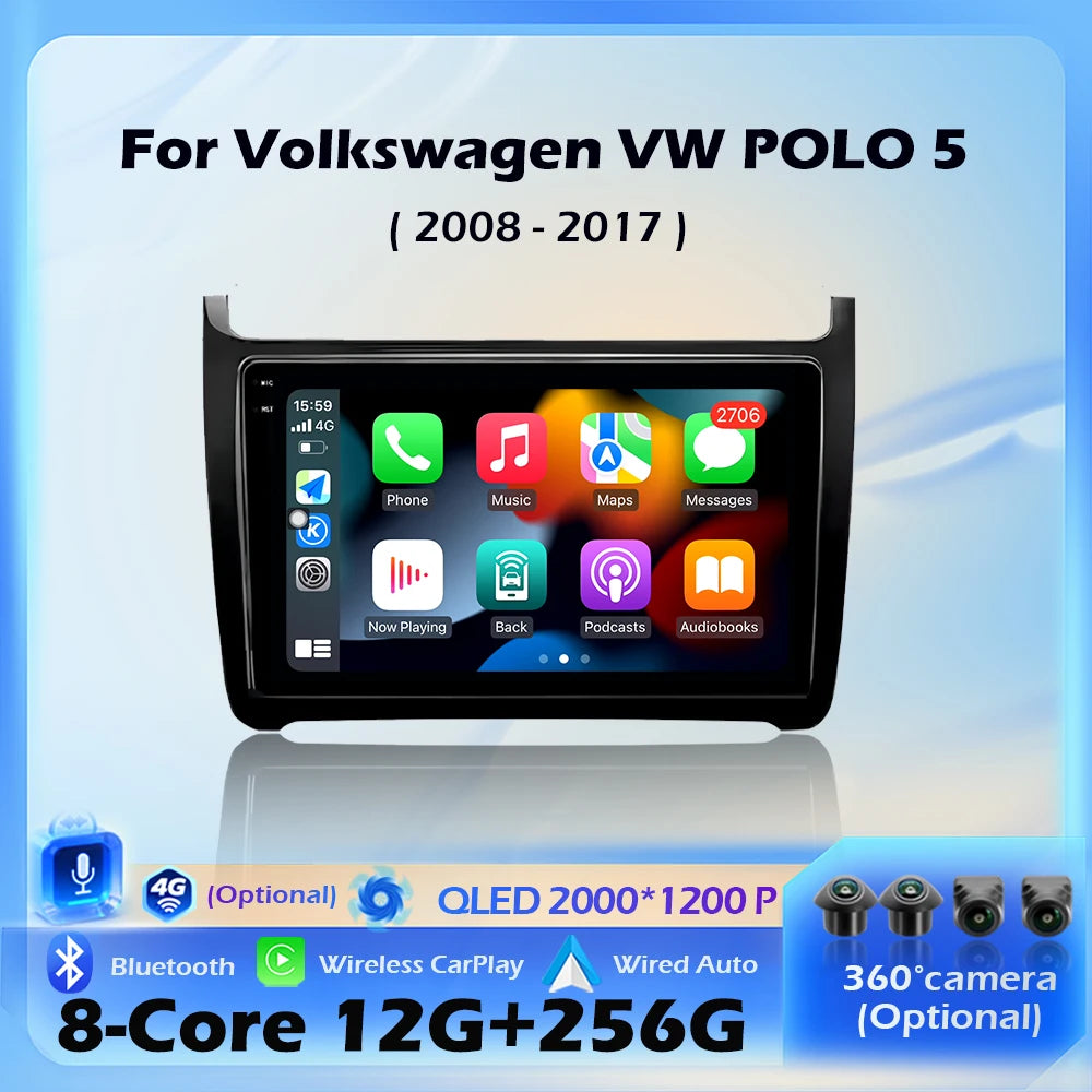 Wireless CarPlay For Volkswagen VW POLO 5 2008 - 2017 Android 16 Car Radio Multimedia Vide
