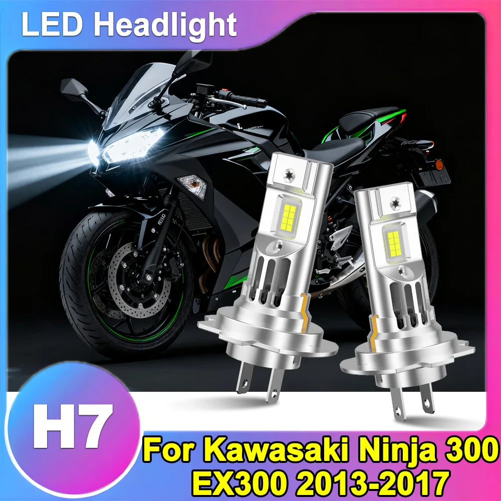 H7 Motorcycle LED Headlight Bulb With Fan 6000K Super Bright 1:1 Design For Kawasaki Ninja