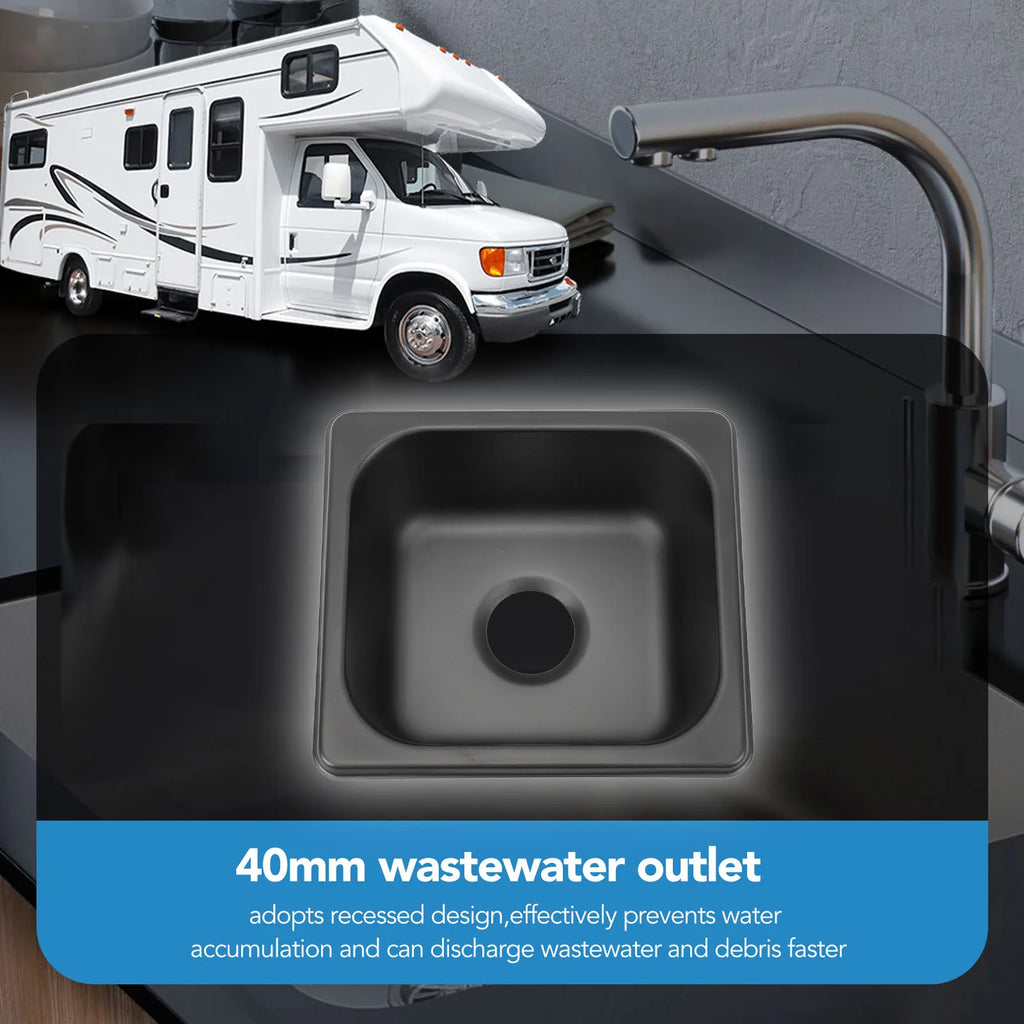 176×162×65mm RV Sink 304 Stainless Steel Black Electroplated Drop in Bar Sink for Boat RV Bathro - Automotive LED Light