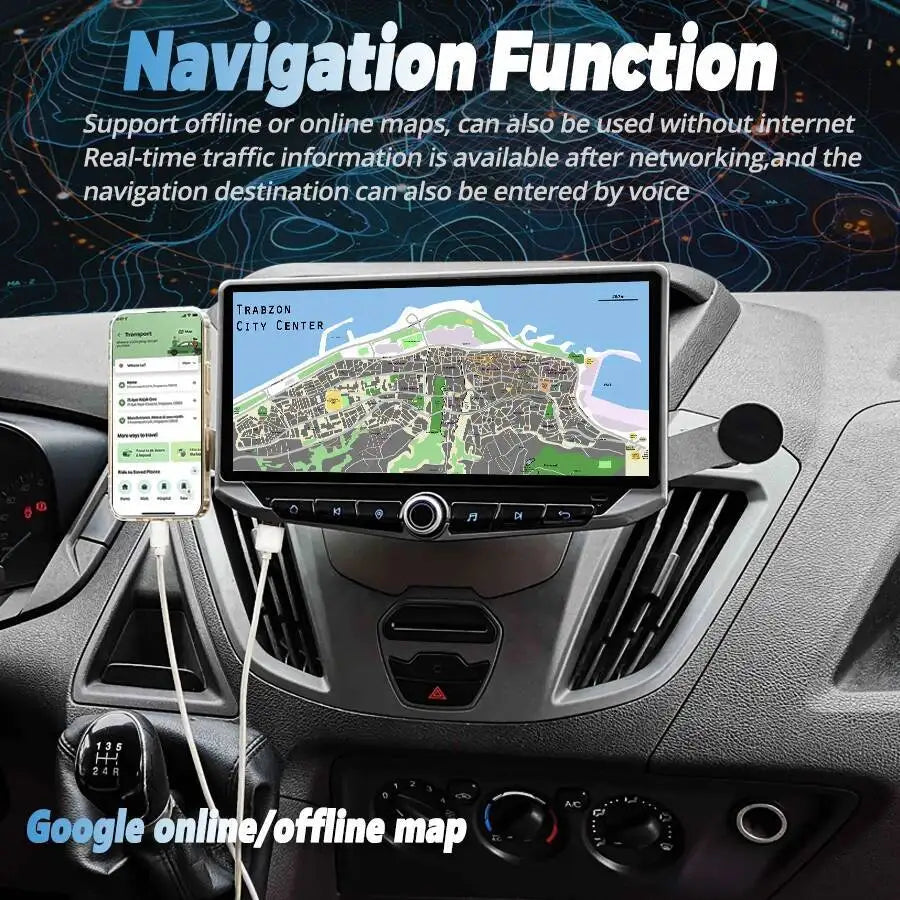 Multimedia Video Player GPS Navigation Car Radio For Ford Transit 2015 - 2018 Stereo Adjus