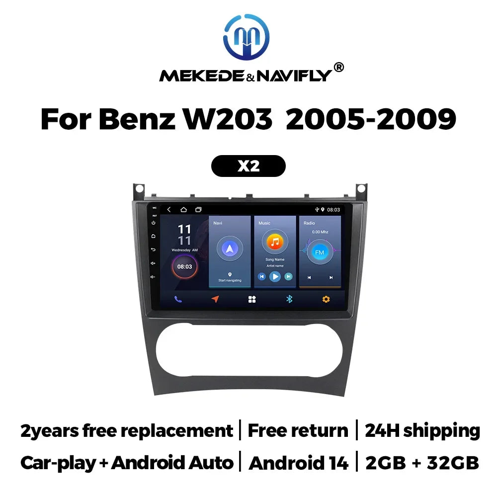 Android 14 Car Radio for Mercedes-Benz C-Class W203 W209 C180 C200 C220 C230 Carplay AUTO  | AUTOKITSHOP