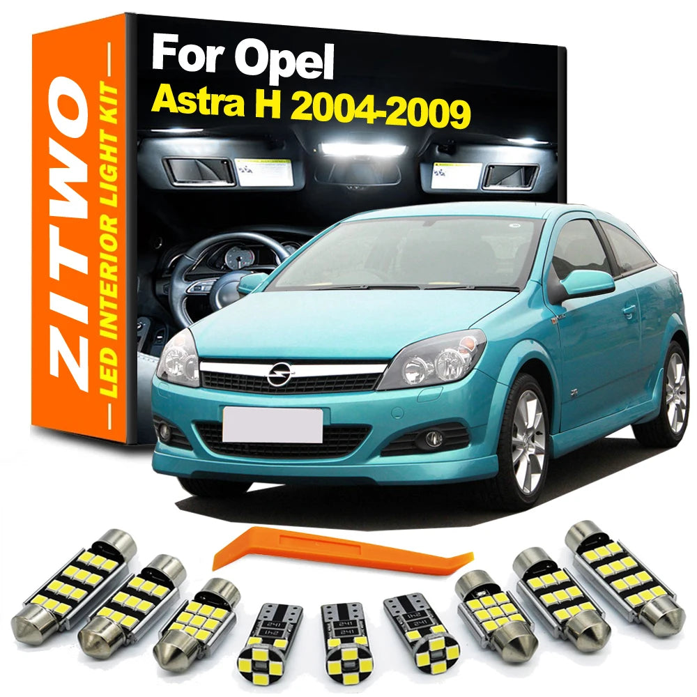 13Pcs Canbus Car LED Interior Dome Map Reading Light Sun Visor Bulb Kit For Vauxhall Opel Astra H 2004 2005 2006 2007 2008 2009
