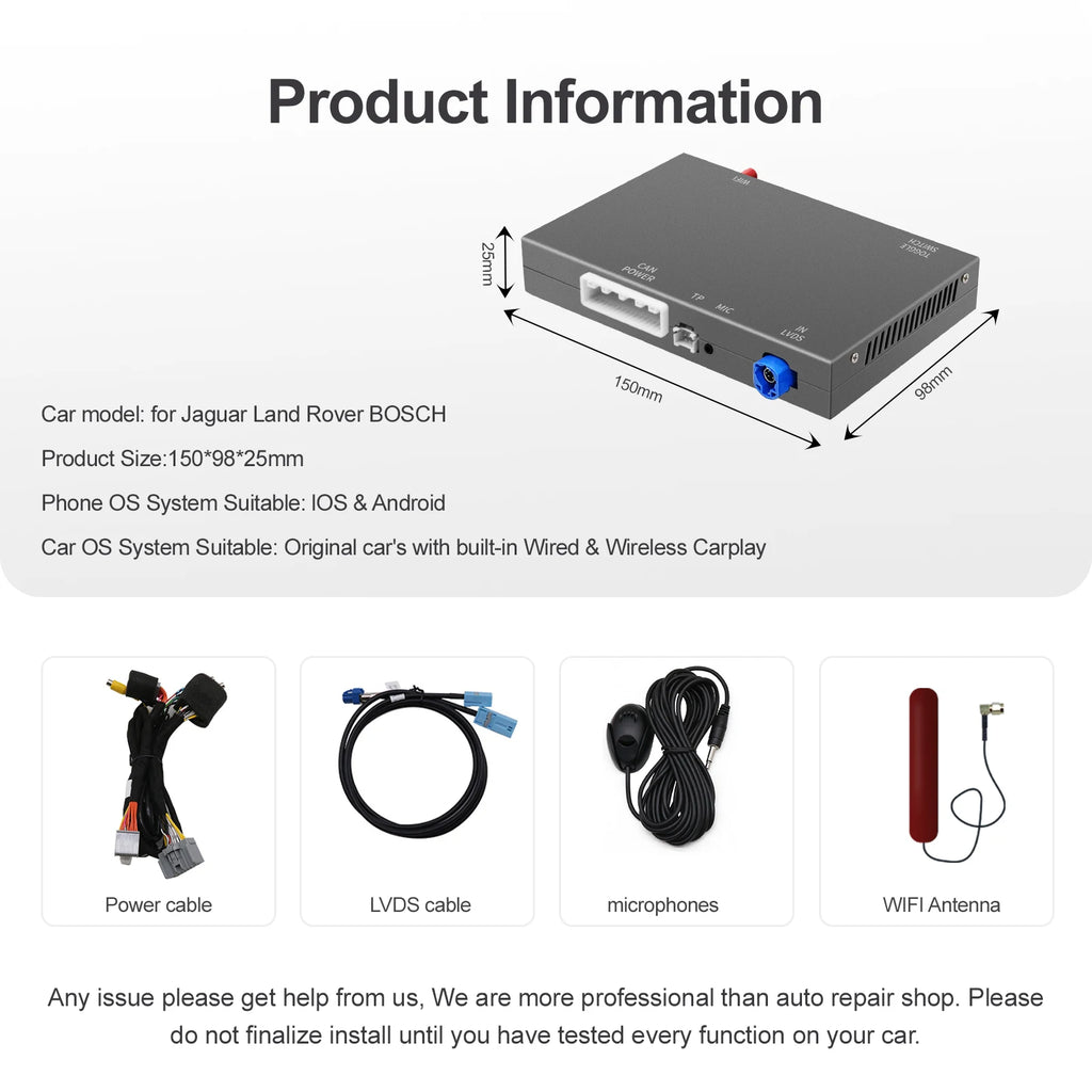 For Land Rover Jaguar Bosch Discovery4 Evoque Freelander2 XE XF XJL Wireless Carplay Andro