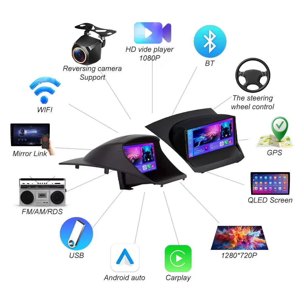 Car Radio Carplay Android 16 For Ford Fiesta Mk 6 2009 2010 2011 2012 2013 2014 -2018 Radi | AUTOKITSHOP