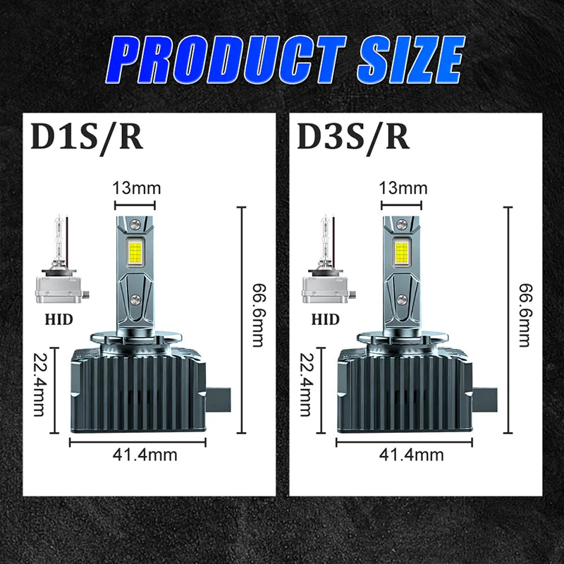 5500W D3S D1S LED Headlights Bulbs Canbus 6200000LM Car Light 6500K D2R D2S D4R D4S D8 Tur
