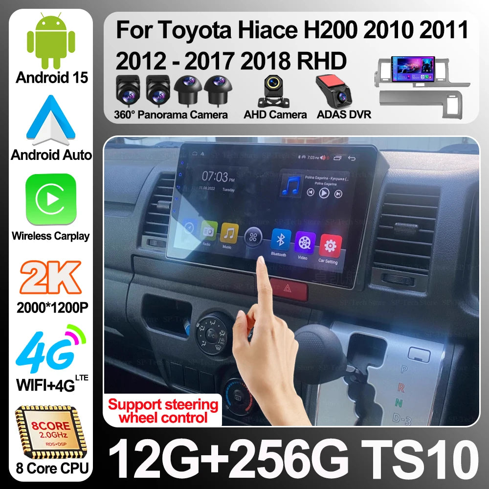 Android 16 For Toyota Hiace H200 2010 2011 2012 2013 2014 2015 2016 2017 2018 Rhd Multimed | AUTOKITSHOP