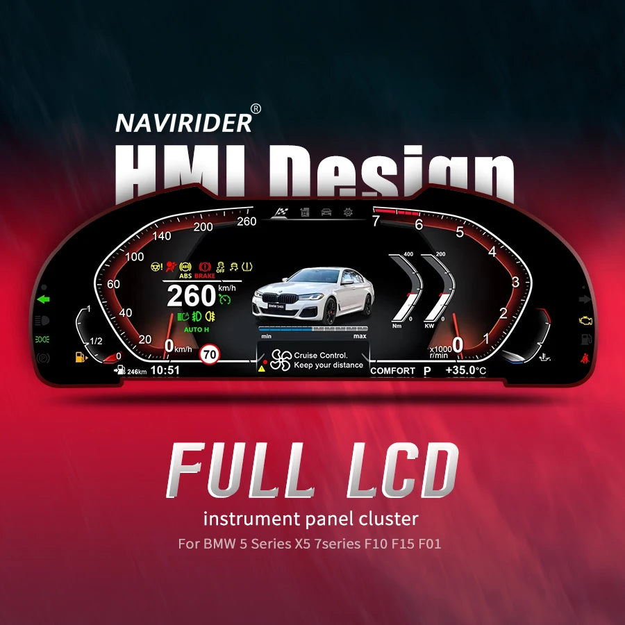 For BMW 5 Series X5 7series F10 F15 F01 Linux Digital Cluster Virtual Cockpit Car LCD Dash